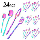 Ljojo 24-Piece Stainless Steel Cutlery Set in Matte Black Finish