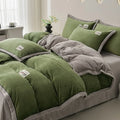 Ljojo 2024 Solid Color Milk Fleece 4-Piece Set with Wide Edge Craft & Flannel Quilt Cover