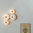Ljojo Marble LED Wall Light: Round Gold Metal Sconce for Living Room, Bedroom, Aisle