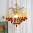 Ljojo French Luxury Crystal Chandelier Retro Glass Ceiling Pendant Lighting Bedroom Fixture
