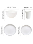 Ljojo 32pcs Reusable Plastic Cutlery Set, Wheat Bowls, Dessert Plates - Eco-Friendly Party Supplies