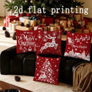 Christmas Red Deer & Merry Words Pattern Pillow Cover by Ljojo for Sofa Bedroom Car