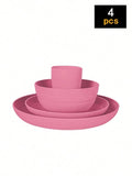 Ljojo 24-Piece Reusable Plastic Tableware Set for Family Picnics and School