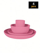 Ljojo 24-Piece Reusable Plastic Tableware Set for Family Picnics and School