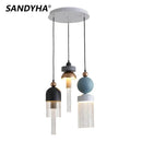 Ljojo LED Chandelier Kitchen Island Light Fixture Glass Metal Elegant Hanging Lamp Dining Room