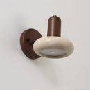Ljojo LED Wall Sconce Yellow Travertine Pull Chain Switch, Mid Century Modern Style