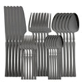 Ljojo 30-Piece Black Stainless Steel Dinnerware Set