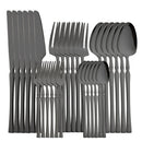 Ljojo 30-Piece Black Stainless Steel Dinnerware Set