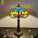 European Red Dragonfly Tiffany Style Table Lamp Glass Reading Lighting Retro Fashion Gift LED