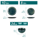 Ljojo 12/24-Piece Green Ceramic Dinner Set for 4/8, Kiln Change Stoneware