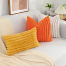Ljojo 16x16 Faux Fur Striped Pillow Covers 2pcs - Soft Plush Velvet Back