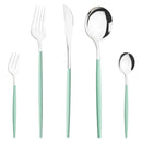 Ljojo Mint Green Stainless Steel Cutlery Set | 5pcs Knife Fork Spoon Flatware Tableware