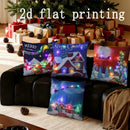 Lighted Christmas Scene Pillow Covers by Ljojo for Sofa, Bedroom, Car - Decorative Rectangular Cushion