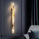 Ljojo Luxury Crystal Wall Sconce - Dimmable LED Bedside Lamp, Gold Steel, Indoor Lighting