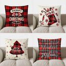 Ljojo Merry Christmas Red Plaid Holiday Pillow Cover - for Sofa, Bedroom, Car