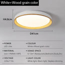 Ljojo Wood Grain LED Ceiling Light: Circular Walnut Remote Control Dimming Home Decor Lamp