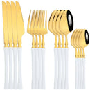 Ljojo 16-Piece Gold Stainless Steel Cutlery Dinnerware Set - Western Tableware Knife Fork Spoon