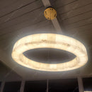 Alabaster Round Marble Chandelier: Luxury LED Hanging Lamps for Living Room by Ljojo