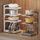 Adjustable Pot Holder with Storage Shelf for Pots, Lids, Pans, and Seasoning Bottles by Ljojo™