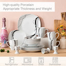 Ljojo 20-Piece Black Stripe Porcelain Dinner Set with Egg Cup, Mug, Bowl, Dessert & Dinner Plate