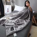 Ljojo Luxury Silk Quilt Queen Comforter Ultra-Soft Spring/Summer Satin Quilted High-End