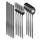 Ljojo 12-Piece Luxury Korean Tableware Set - Stainless Steel Cutlery Fork Spoon Chopsticks