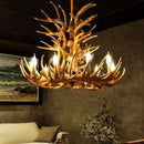 Retro Antler Hanging Lamp Vintage Deer Chandelier Luminaria for Living Room by Ljojo