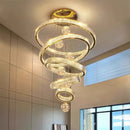 Ljojo Luxury Crystal Pendant Chandelier for Modern Stairs, Dimmable Globe Design