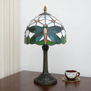 8-Inch Stained Glass Dragonfly Table Lamp - Retro Green Decoration for Office, Dining, Bedroom by Ljojo