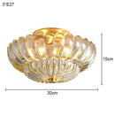 Copper Small Ceiling Lamp with Flower Petals Glass Led Lighting - Ljojo