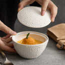 Ljojo Matte Ceramic Bowl with Lid for Soup, Steamed Egg, Dessert & Snack Bowls