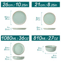 Ljojo LOIRE 16/32 Piece Green Ceramic Dinnerware Set - Oven Safe Stoneware