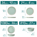 Ljojo LOIRE 16/32 Piece Green Ceramic Dinnerware Set - Oven Safe Stoneware