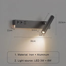 Modern Nordic LED Wall Lamp with Switch USB - Indoor Lighting Sconce for Bedroom, Living Room by Ljojo