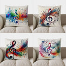 Colorful Music Notes & Treble Clef Pillow Cover by Ljojo - Sofa, Bed, Car