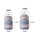 Ljojo 1100ML Kids Straw Thermos Bottle Stainless Steel Travel Insulation Cup