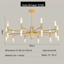 Ljojo Luxury Multi-Head Branch Chandelier Black/Gold LED Art for Home & Restaurant