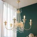 French Romantic White Led Chandelier Bedroom E14 Pendant Light Creamy Luminarias - Ljojo.