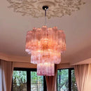 LED Pink Clear Glass Chandelier Stylish Designer Texture for Staircase Decor by Ljojo
