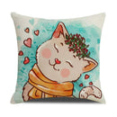 Funny Cats Print Pillow Case for Home Decor by Ljojo: 45x45cm Linen Cover