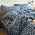 Ljojo Luxury Cotton Stripe Duvet Cover Set - Yarn-Dyed Bedding Set