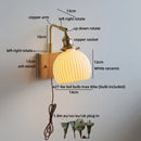 Ljojo LED Wall Light Mirror Ceramic Glass Wood Decor Home Lighting