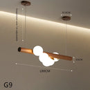 Medieval Bauhaus Wooden Strip Bubble Glass LED Pendant Light Chandelier by Ljojo