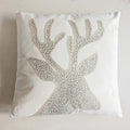 Grey Deer Christmas Tree Embroidered Cushion Cover by Ljojo – Cozy Living Room Decor
