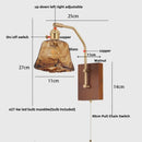 Ljojo LED Glass & Wood Wall Lamp for Living Room Bedroom, Pull Chain Switch