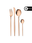 Ljojo 4-Piece Black Gold Stainless Steel Cutlery Set