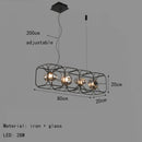 Art Deco Gray Glass Chandelier Black Metal Pendant Lamp For Hotel Hall by Ljojo