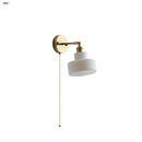 Ljojo LED Wall Sconce with Pull Chain Switch White Glass Stair Light