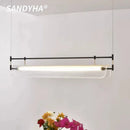 Ljojo Modern Chandelier: Long Acrylic LED Pendant Light for Dining Table and Office Decor