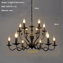Ljojo American Retro Black Chandeliers Metal Cafe Pendant Lights for Living Room and Bedroom